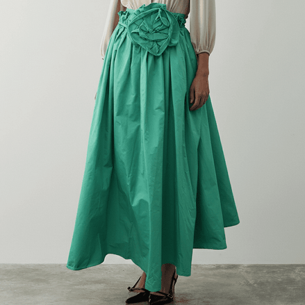 Fusta verde lejera cu floare in talie - OK Lux. All rights reserved. - Dresses - SKY BLUE - 