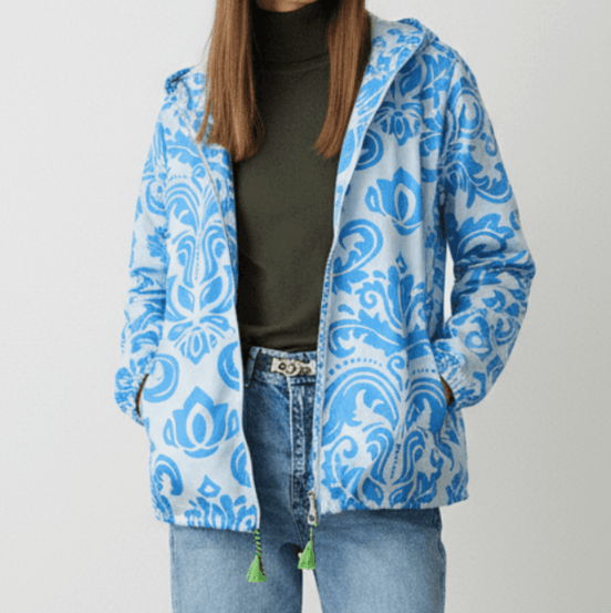 Geacă cu Fermoar și Glugă - OK Lux. All rights reserved. - Jackets - BLUE - 