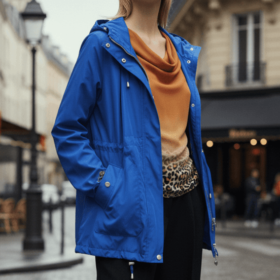 Geacă Subțire cu Glugă și Buzunare - OK Lux. All rights reserved. - Jackets - BLUE - 