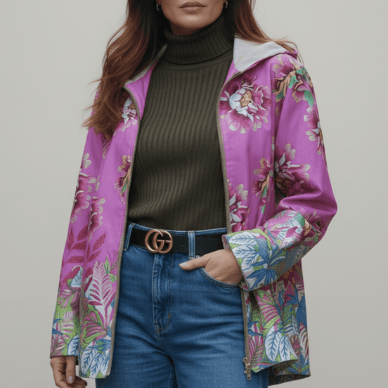 Geacă Subțire cu Glugă și Fermoar - OK Lux. All rights reserved. - Jackets - PINK - 