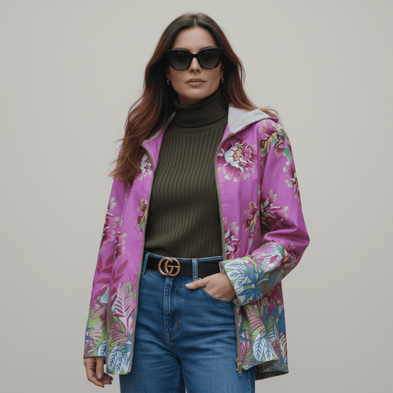 Geacă Subțire cu Glugă și Fermoar - OK Lux. All rights reserved. - Jackets - PINK - 