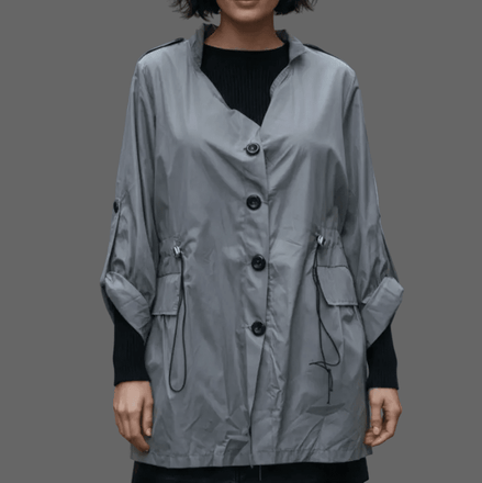 Geacă Subțire cu Nasturi gri lunga - OK Lux. All rights reserved. - Jackets - GRAY - 
