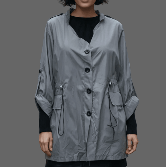 Geacă Subțire cu Nasturi gri lunga - OK Lux. All rights reserved. - Jackets - GRAY - 