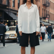 Cămașă albă oversize lejera cu maneca lunga - OK Lux. All rights reserved. - Shirts -