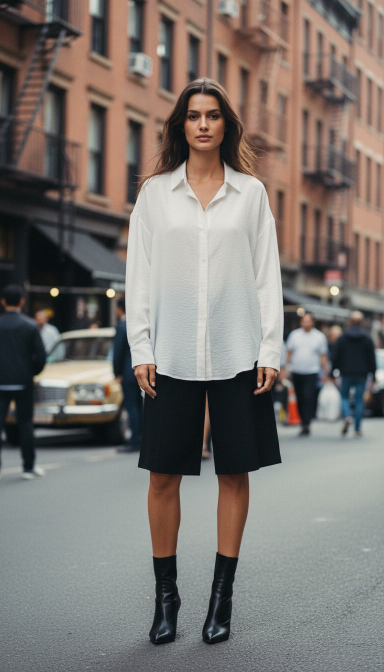 Cămașă albă oversize lejera cu maneca lunga - OK Lux. All rights reserved. - Shirts -