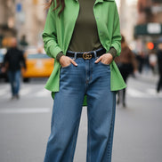 Camasă verde oversize cu maneci lungi