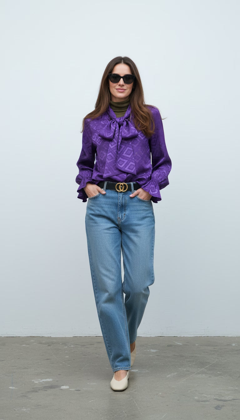 Camasă mov elegantă cu croi lejer - OK Lux. All rights reserved. - Shirts -