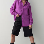 Camasă mov cu nasturi și guler înalt - OK Lux. All rights reserved. - Shirts -