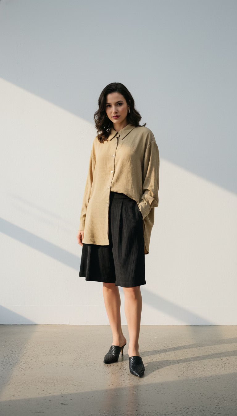 Camasă kaki versatilă cu croi modern - OK Lux. All rights reserved. - Shirts -