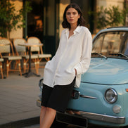 Cămașă albă oversize lejera cu maneca lunga - OK Lux. All rights reserved. - Shirts -