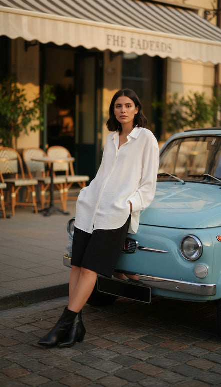 Cămașă albă oversize lejera cu maneca lunga - OK Lux. All rights reserved. - Shirts -