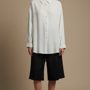 Cămașă lungă cu guler clasic și manșete oversize albă - OK Lux. All rights reserved. - Shirts 1 -