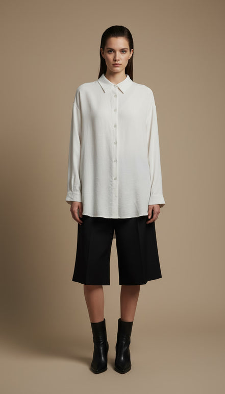 Cămașă albă oversize lejera cu maneca lunga - OK Lux. All rights reserved. - Shirts -