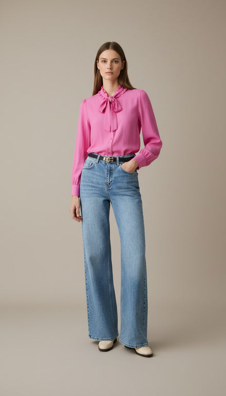 Elegant pink shirt with a relaxed fit