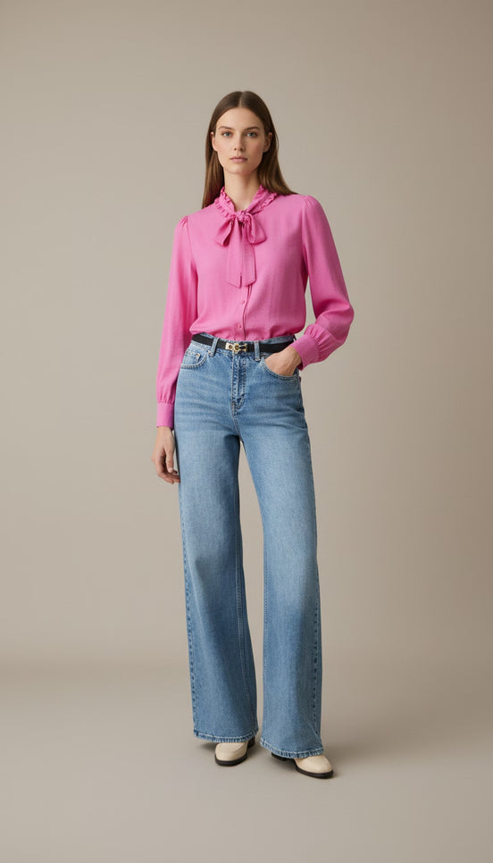 Elegant pink shirt with a relaxed fit