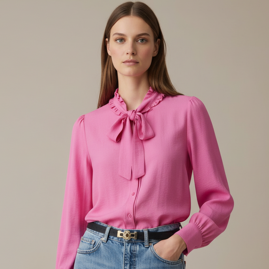 Elegant pink shirt with a relaxed fit