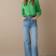 Camasă verde oversize cu maneci lungi