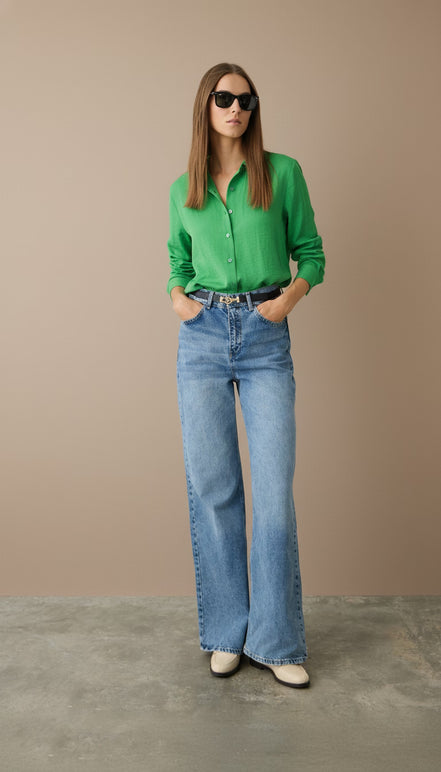 Camasă verde oversize cu maneci lungi