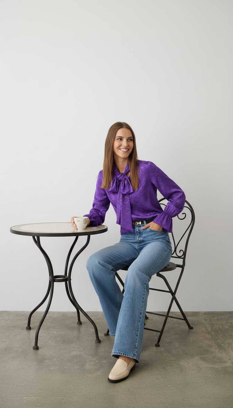 Camasă mov elegantă cu croi lejer - OK Lux. All rights reserved. - Shirts -