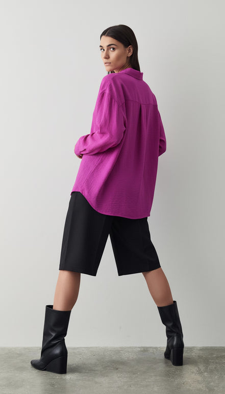 Camasă mov cu nasturi și guler înalt - OK Lux. All rights reserved. - Shirts -