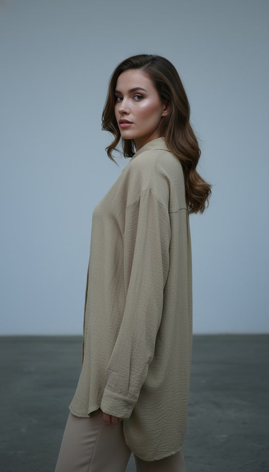 Camasă kaki versatilă cu croi modern - OK Lux. All rights reserved. - Shirts -