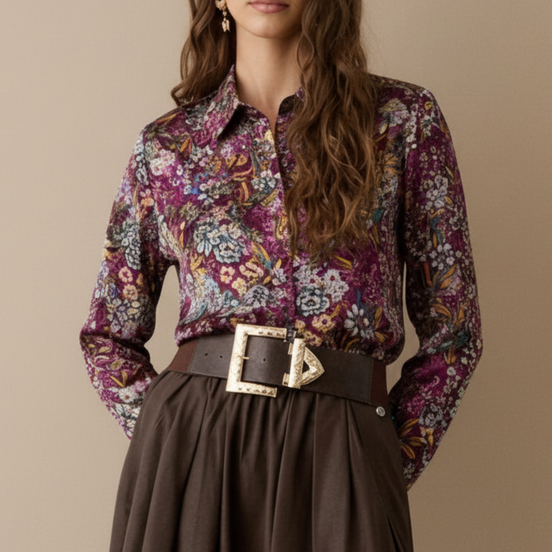 Fuchsia pink shirt with print