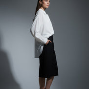 Cămașă lungă cu guler clasic și manșete oversize albă - OK Lux. All rights reserved. - Shirts  2 -