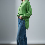 Camasă verde oversize cu maneci lungi