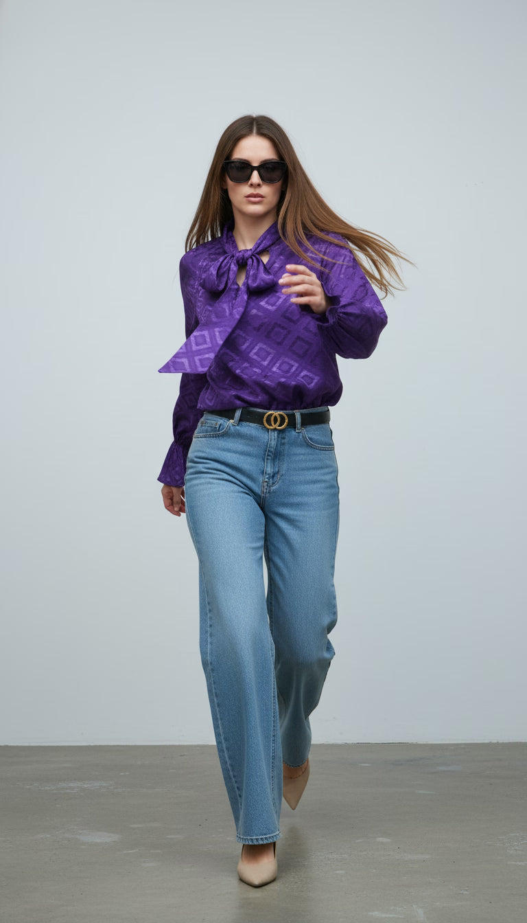 Camasă mov elegantă cu croi lejer - OK Lux. All rights reserved. - Shirts -