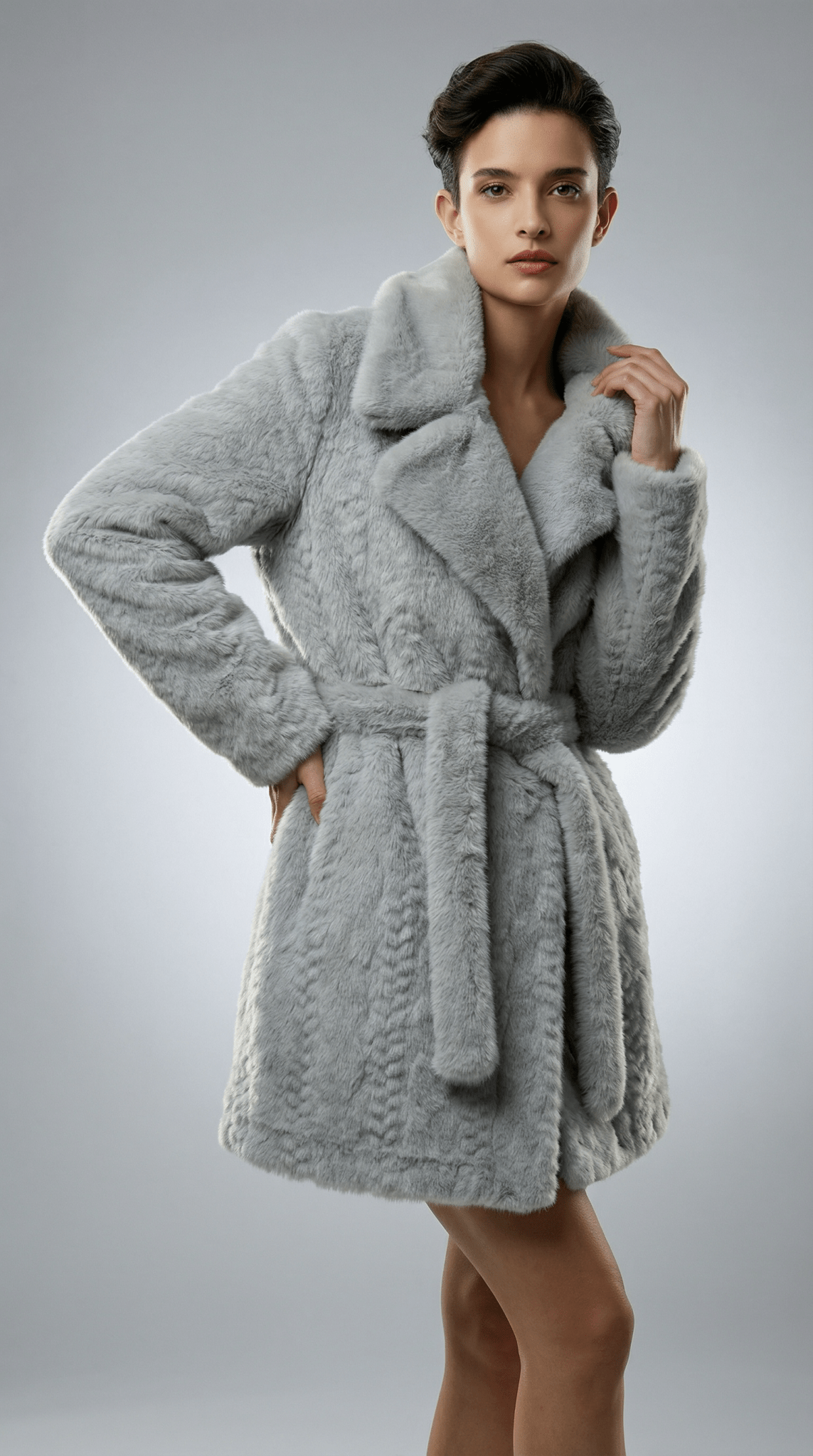 Haina de blana ecologica gri perlat cu cordon - OK Lux. All rights reserved. - Jackets - 