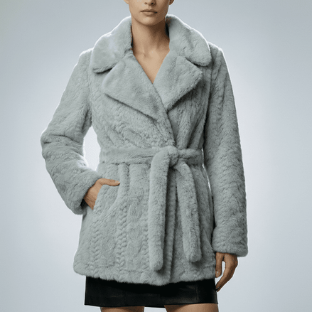 Haina de blana ecologica gri perlat cu cordon - OK Lux. All rights reserved. - Jackets - 