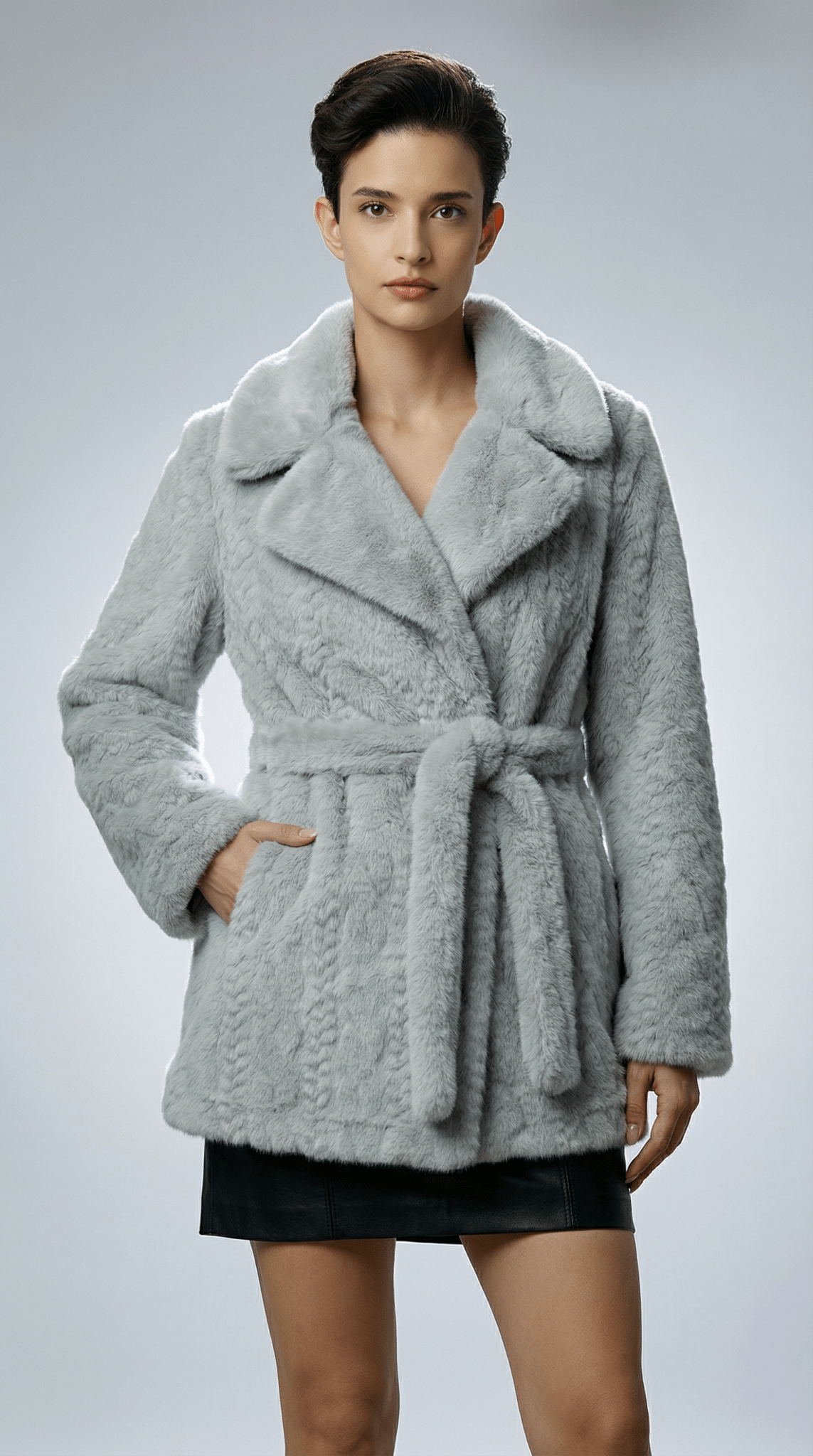 Haina de blana ecologica gri perlat cu cordon - OK Lux. All rights reserved. - Jackets - 