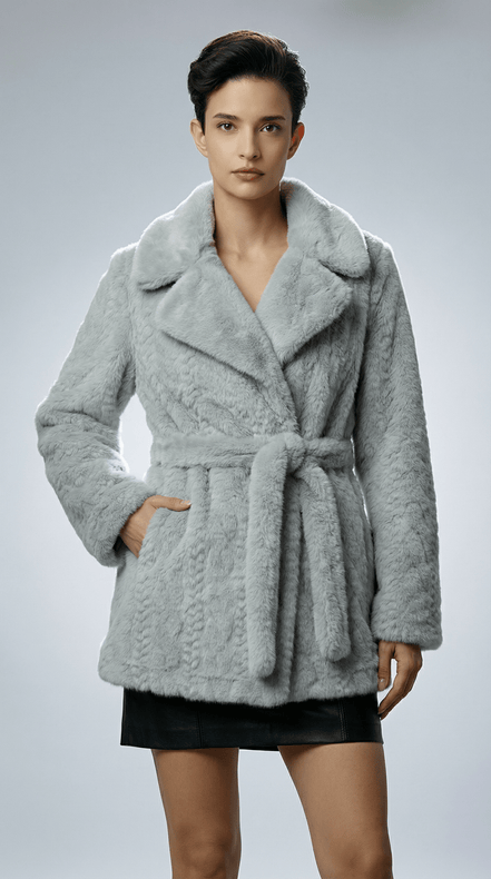 Haina de blana ecologica gri perlat cu cordon - OK Lux. All rights reserved. - Jackets - 