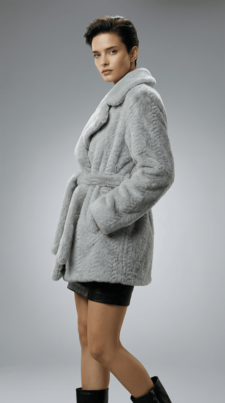 Haina de blana ecologica gri perlat cu cordon - OK Lux. All rights reserved. - Jackets - 