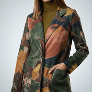 Haina eleganta cu imprimeu artistic multicolor si croiala dreapta - OK Lux. All rights reserved. - Jackets - 