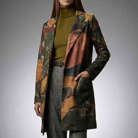 Haina eleganta cu imprimeu artistic multicolor si croiala dreapta - OK Lux. All rights reserved. - Jackets - 