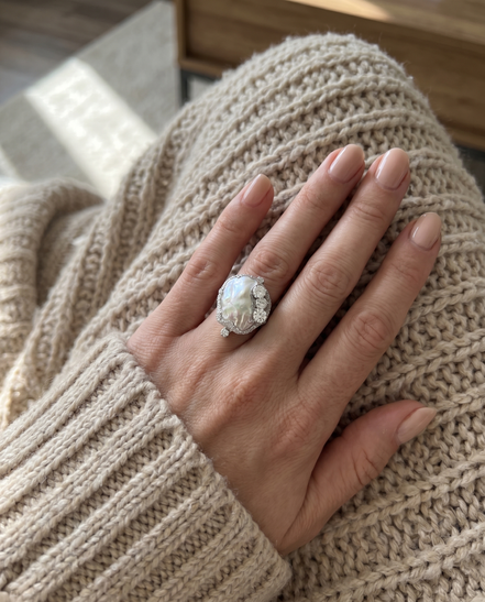 Inel cu Perlă Barocă – Unicat, Handmade