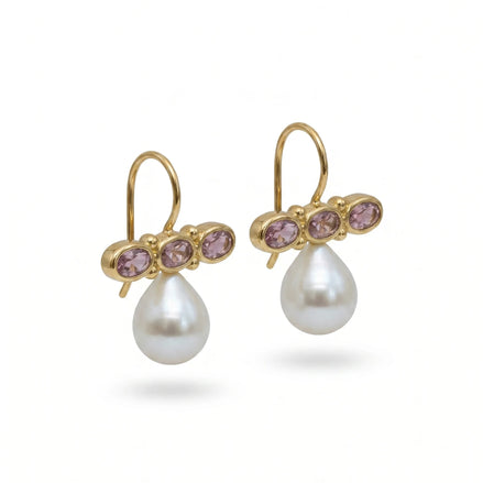 Cercei Pearl Blossom – Oțel placat Aur 24K
