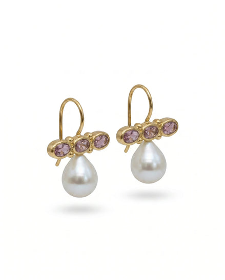 Cercei Pearl Blossom – Oțel placat Aur 24K