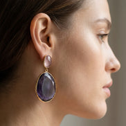 Cercei Lungi din Piatră Semiprețioasă Ochi de Pisică - OK Lux. All rights reserved. - Earrings -
