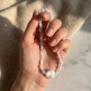 Colier Handmade din Calcedonie Neregulată cu Perlă Baroc