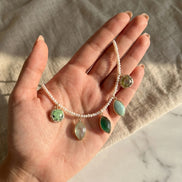 Colier din Perle cu Pandantive din Pietre Semiprețioase – Handmade