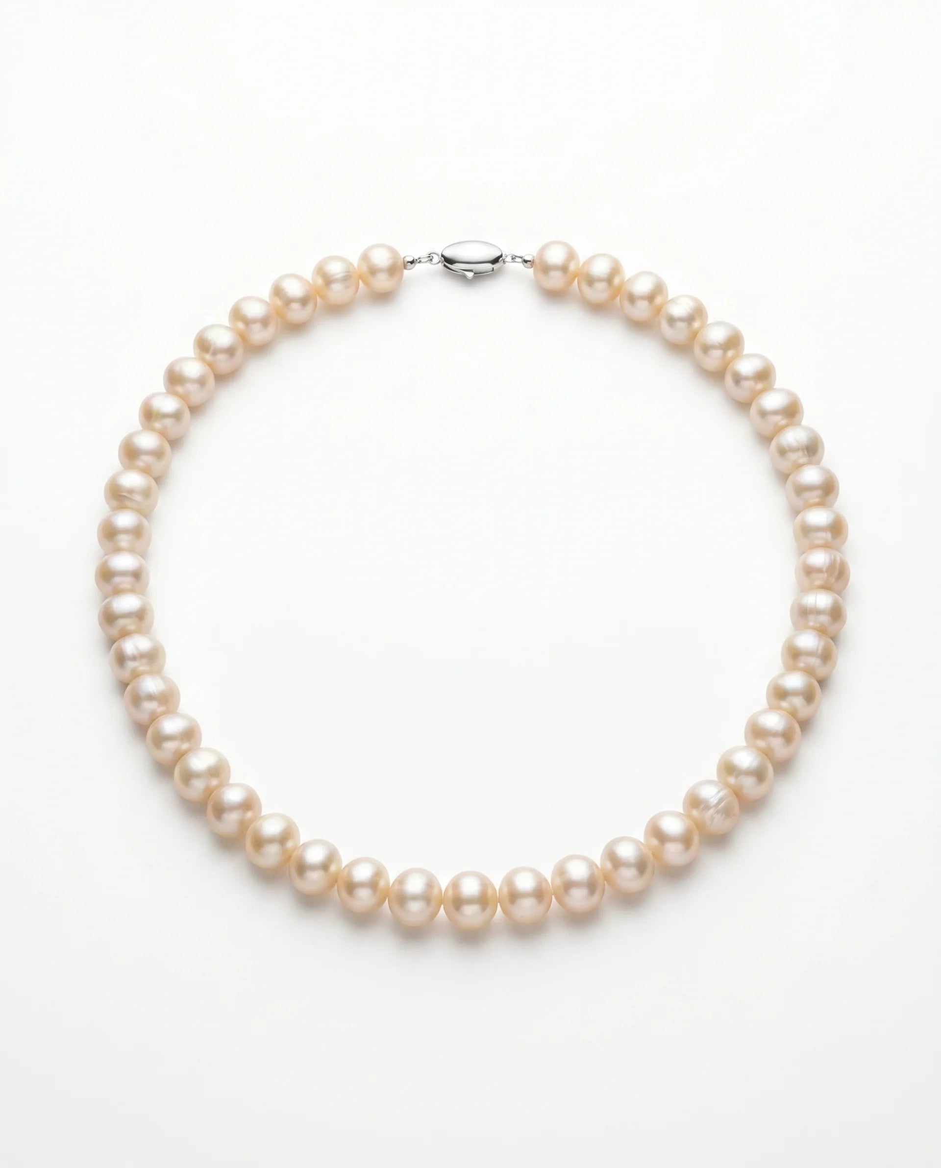 Colier din Perle Ivoire de 10 mm cu Închizătoare din Argint – Handmade