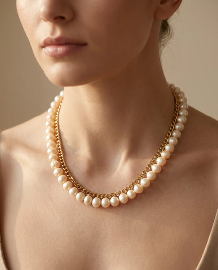 Colier din Perle Ivoire de 10 mm cu Închizătoare din Argint – Handmade