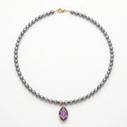 Colier Handmade din Perle Naturale cu Pandantiv din Ametist