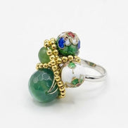 Inel Agat Fațetat și Artă Cloisonné (Reglabil) - OK Lux. All rights reserved. - Rings - 