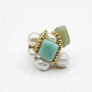 Inel Amazonit Pătrat, Perle de Cultură și Accente Aurii - OK Lux. All rights reserved. - Rings - 