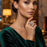 Inel Calcedonie & Perle în Îmbrățișare Aurie - OK Lux. All rights reserved. - Rings - 