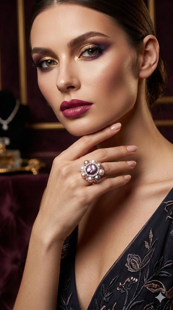 Inel cu Perle Naturale Multicolore și Design Cluster - OK Lux. All rights reserved. - Rings - 