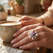 Inel cu Perle Naturale Multicolore și Design Cluster - OK Lux. All rights reserved. - Rings - 